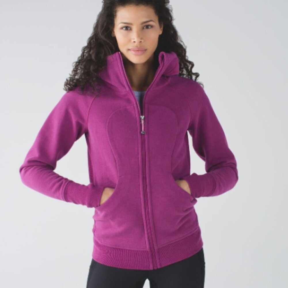 Lululuemon Scuba Hoodie Heathered Plum Purple Cotton Full Zip Sweateshirt size 6